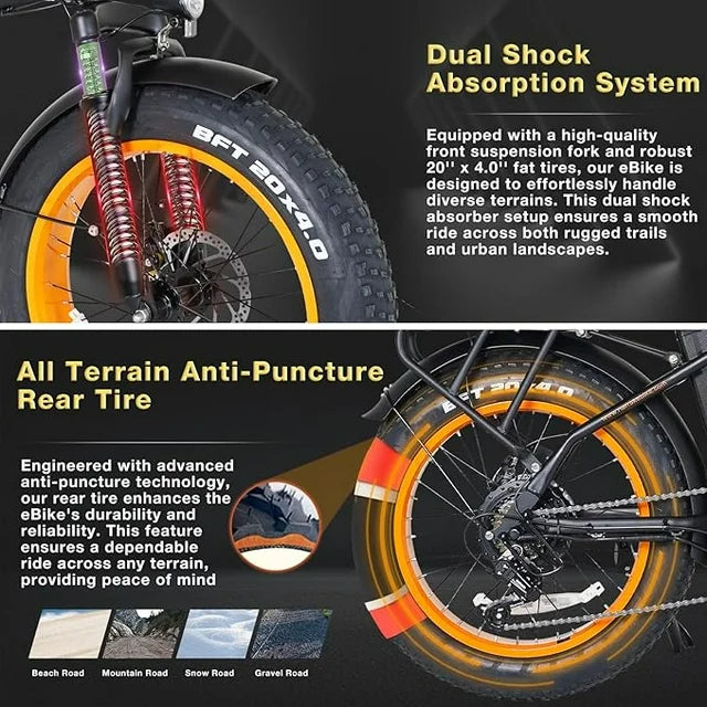 Skeri Electric Scooter, 26" Foldable E Bike, 1000W Motor, 48V 13Ah Removable Electric Bike