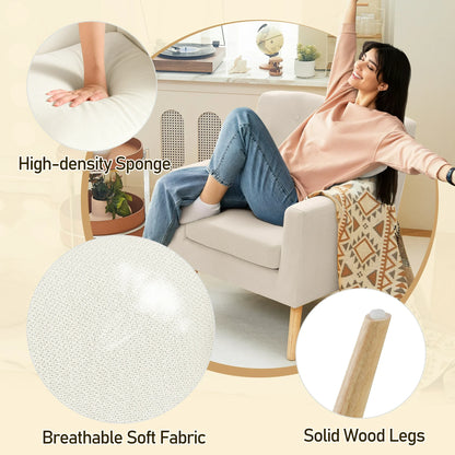 TrumanPick Accent Chair, Modern Upholstered Comfy Sofa Chairs, Fabric Mid-Century Armchair Button Tufted Lounge Chair for Living Room, Bedroom, Beige