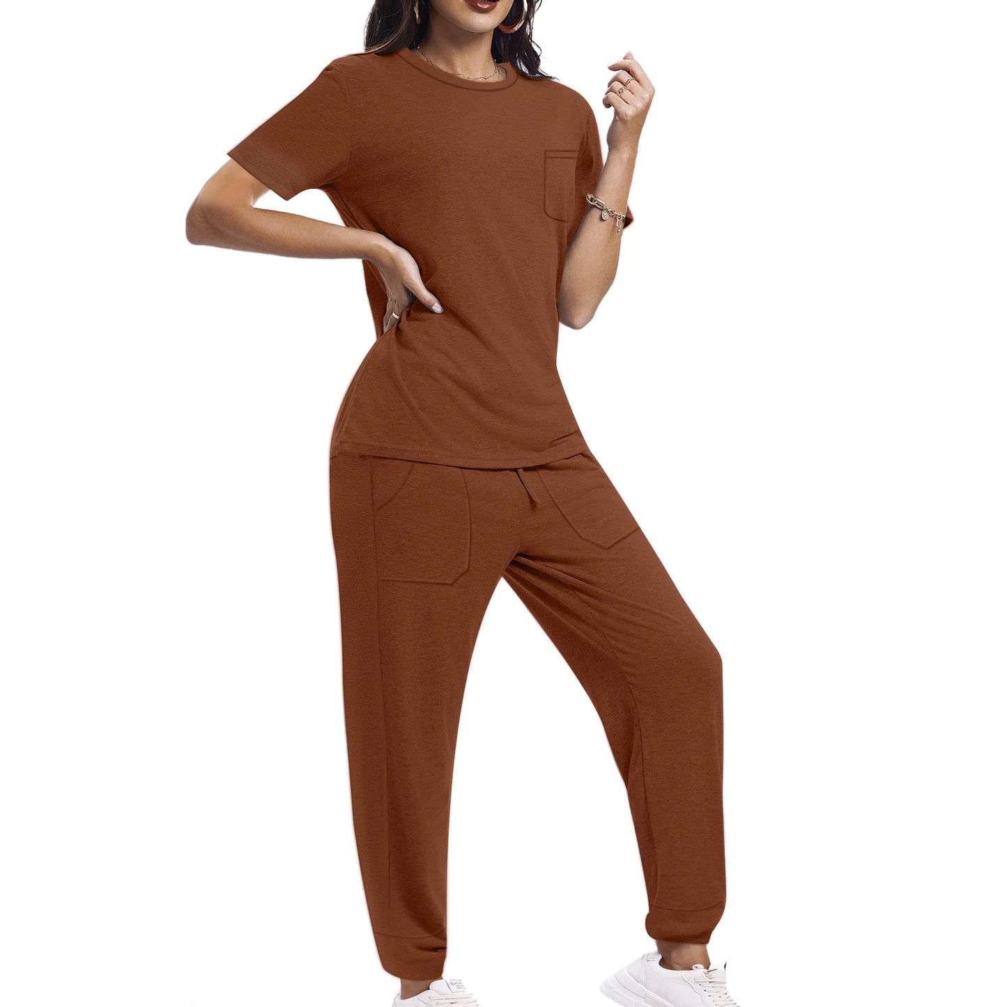 UVN Jogger Sets for Women Sweatsuit 2 Piece Lounge Set Solid Outfits Sets Casual Tracksuits with Pockets