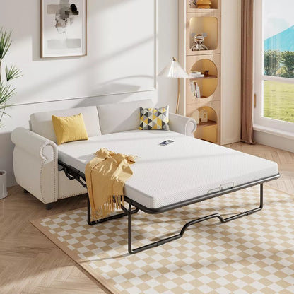 Mjkone Pull Out Sofa Bed,Full Size Sleeper Sofa Couch with Memory Foam Mattress
