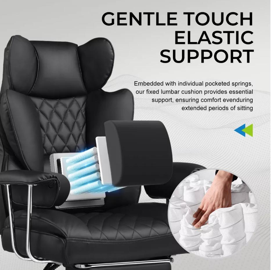 GTRACING Ergonomic Office Chair, Big and Tall, Outward Fixed Soft Armrests and Footrest