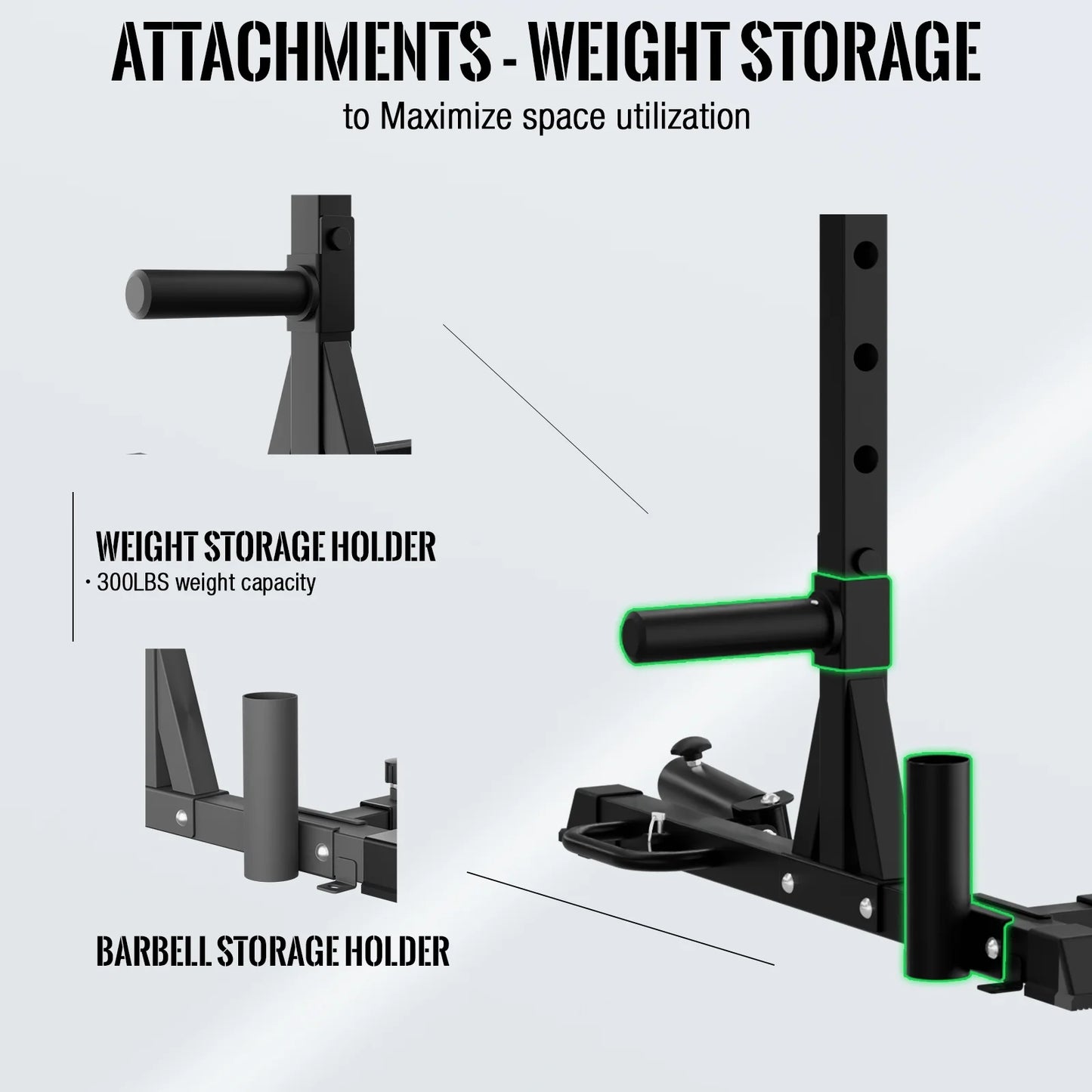Mikolo Power Rack with Pull-Up Bar, Multi-Functional Half Squat Rack with Land Mine,Adjustable Width, Suitable for 6/ 7FT Barbell for Home Gym