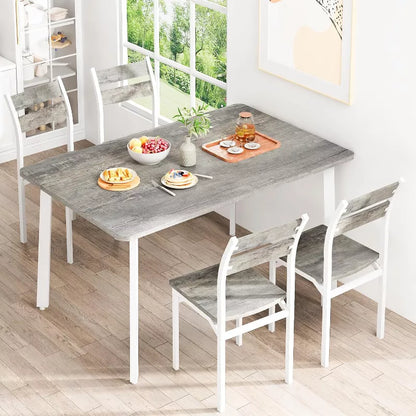 Hooseng Dining Room Table and Chairs Set for 4, 5 Piece Kitchen Table Set with MDF Broad for Small Space, Apartment