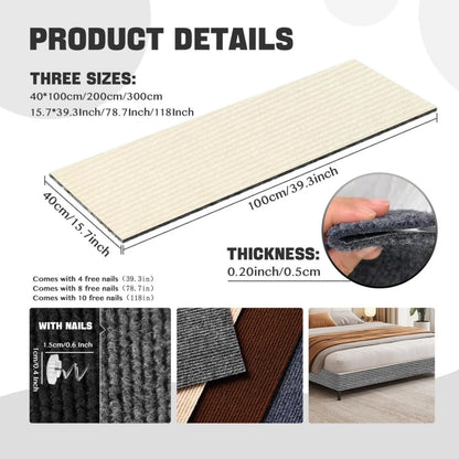 Katieovy Trimmable Cat Scratch Furniture Protector,39.3x15.8In Adhesive Cat Scratch Pad Deterrent for Cat Couch Furniture,Wall Protector,Covering Cat Tower,Off White