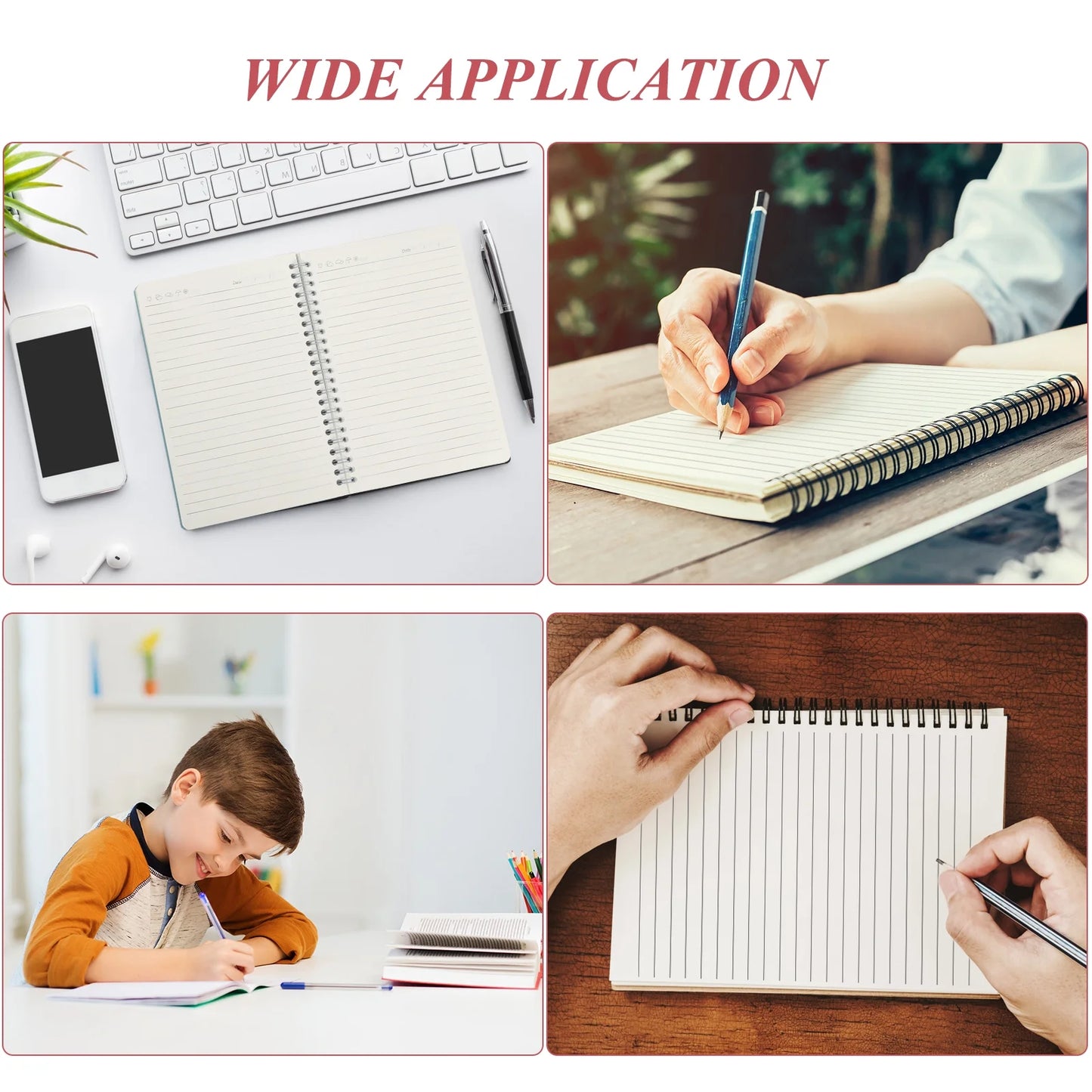 VINAUO A5 Spiral Notebook 4 Pack 8.25"x5.75" Hardcover Notebook Ruled Lined Journal Notebook 80 Sheets(160 Pages)/Per Pack for Home Office Supplies