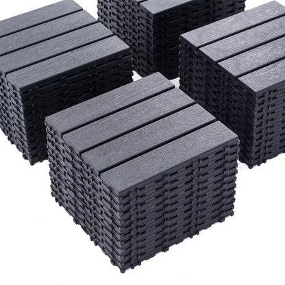 Dolonm 44PCS 12"x12" Plastic Interlocking Deck Tiles - Waterproof Outdoor Flooring for Patio, Pool & Balcony