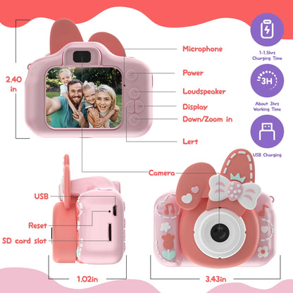 JoyStone Kids Camera with Detachable Lens Cap,1080P HD Selfie Digital Video Camera with 32GB SD Card & Silicone Cover, Cute Portable Christmas Little Girls Boys Gifts Toys for 3-9 Years Old