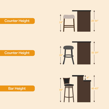 TrumanPick 26" Bar Stools Set of 2 Counter Height Stools Modern Saddle Barstools for Kitchen Island Leather Bar Chairs, Brown