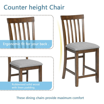 Paproos 5 Piece MDF & Wood Dining Table Set, Brown