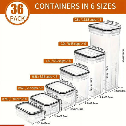 36 Pack Airtight Food Storage Containers Set with Labels & Marker- Leak-Proof, BPA-Free, Flip-Top Lids, Perfect For Kitchen Pantry Organization, Storage for Flour, Sugar, Cereal
