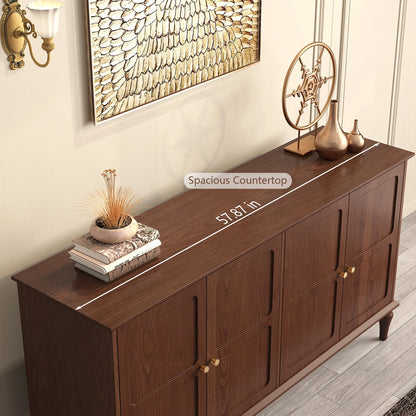 CBJCBJ Mid Century 58'' Wood 4 Door Sideboard Buffet Cabinet for Living Dining & Bedroom (Brown)