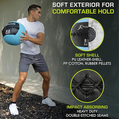 ProsourceFit Soft Medicine Balls, Wall Balls and Full Body Dynamic Exercises, Gray 25 LB