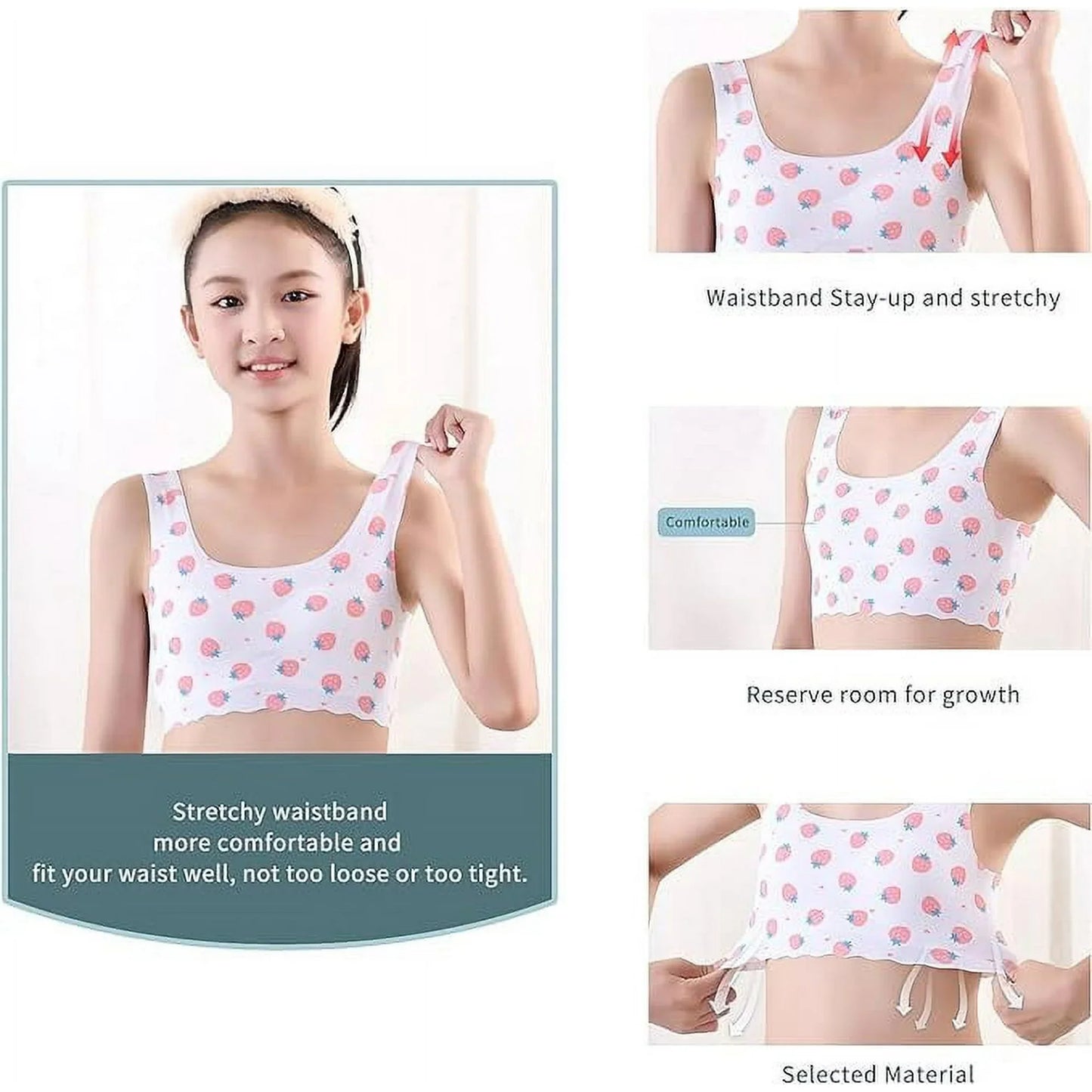 4 Pcs Girls Training Bra-Racerback Sports Seamless Bras, Invisible Dig-Free Teen Bras,Girls Bra with Removable Mini-A Cup Pad,Training Bras for Girls 10-16 Sports£¨XL)