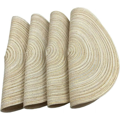 GoXteam Round Woven Placemats, 4 Pcs, 15" Braided Woven Placemats, Attractive Kitchen Place Mats, Round Placemats as Table Mat (Beige)