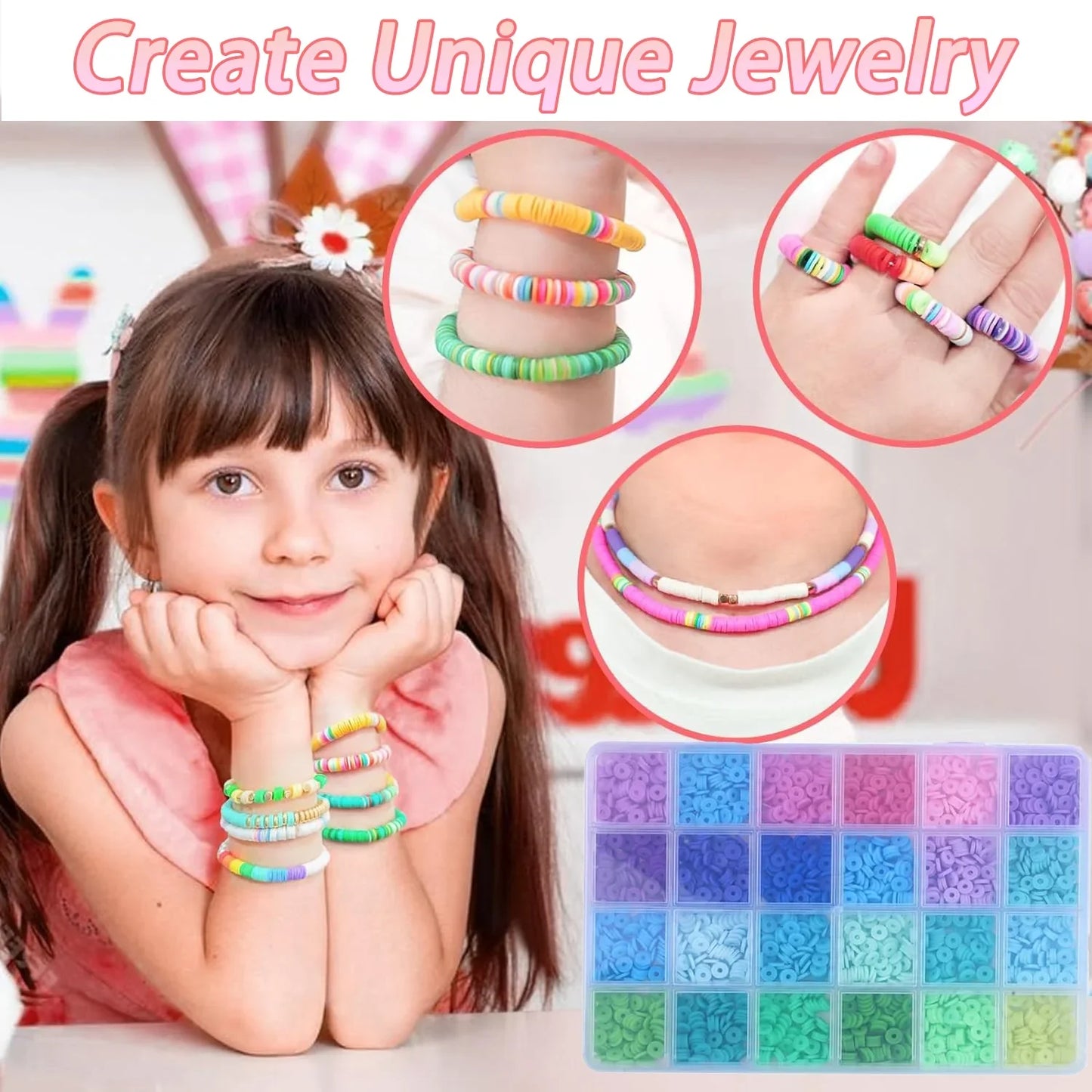 6440PCS 48 Colors Clay Beads Bracelet Making Kit,Friendship Bracelet Kit for Teen Girls Crafts for Girls Ages 8-12(Multicolor)