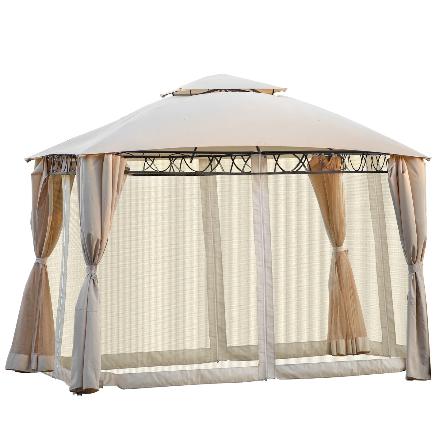 Grill Gazebo Party Canopy Tent, SEGMAT BBQ Garden Canopy with 4 Zippered Mesh Curtains and Double Layer Top, Water and UV-Resistant Polyester Party Activities Center Canopy for 5-6 Person, S9651
