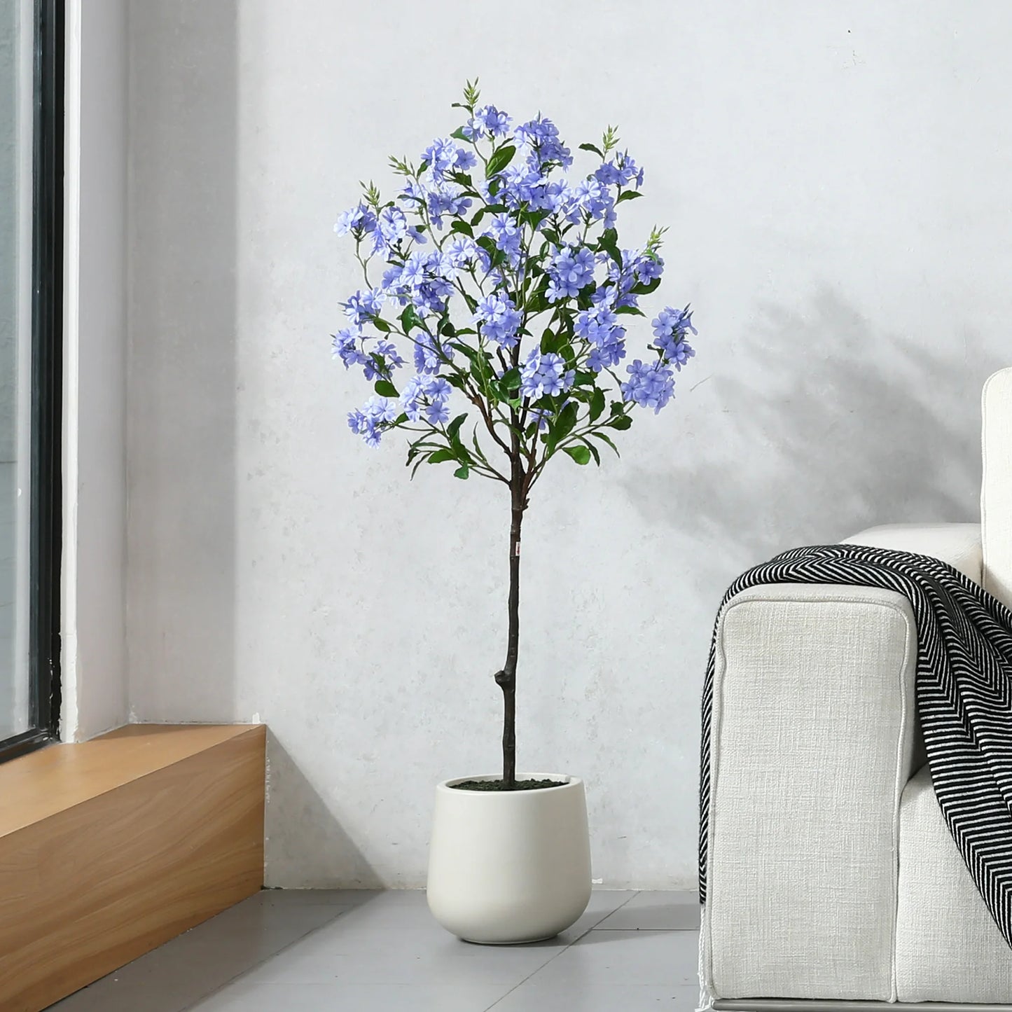 5ft Disassembled Blue Snowflake Tree with Oval White Pot - Artificial Tree for a Festive Atmosphere