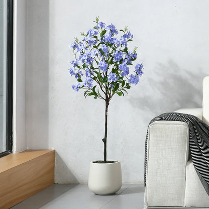 5ft Disassembled Blue Snowflake Tree with Oval White Pot - Artificial Tree for a Festive Atmosphere