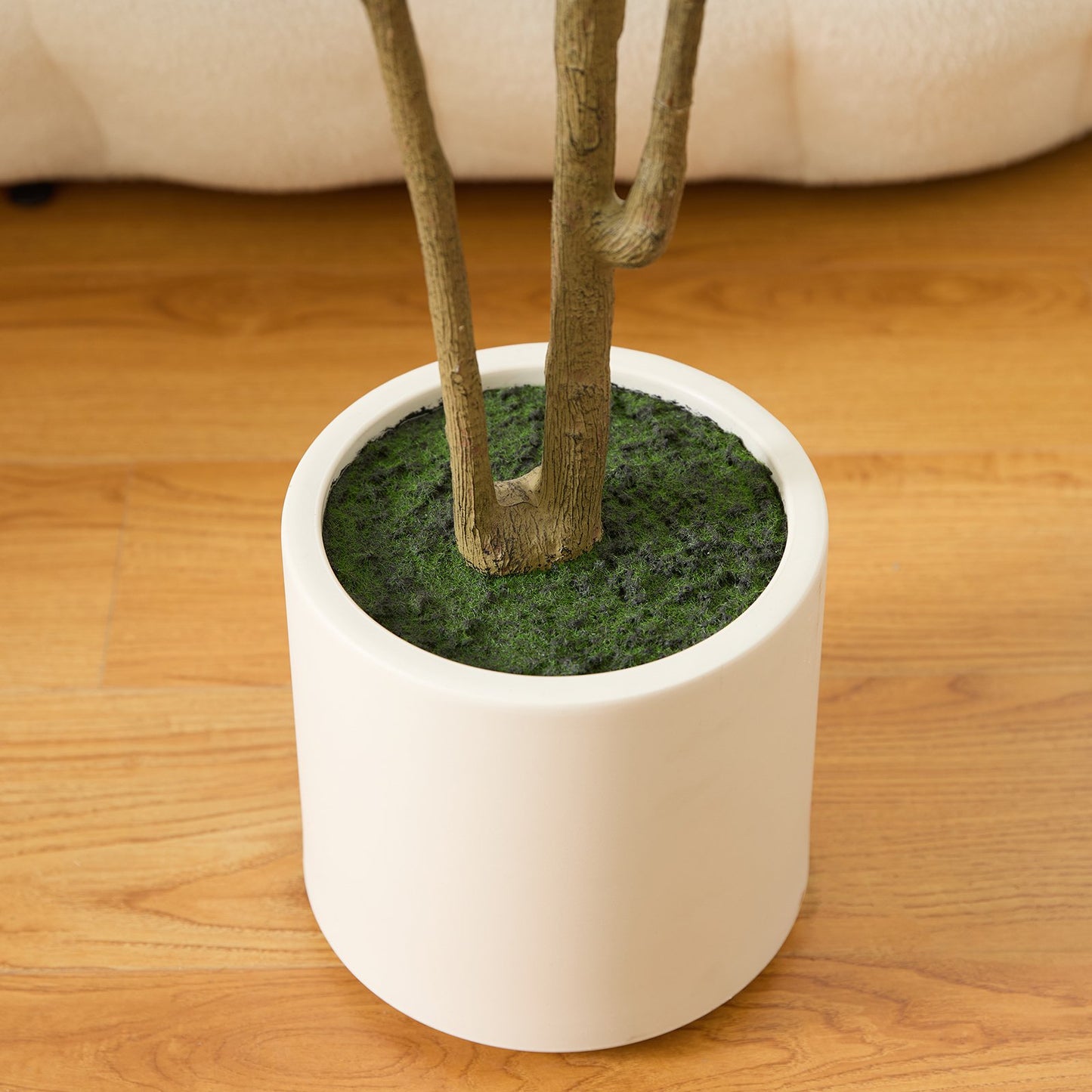 Artificial Olive Trees Indoor, 6FT Tall Faux Olive Tree with White Tall Planter, Artificial Plants with Muti Trunk and Lifelike Fruits for Home Office Decor