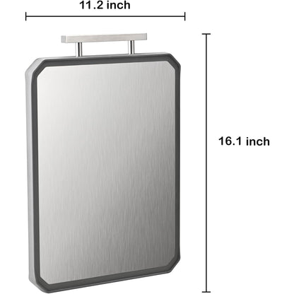 Stainless Steel Cutting Board,Double Sided Steel Cutting Board for kitchen,Stainless Steel/Wheat straw pp Large Cutting Board for meat,Dishwasher Safe,non toxic Chopping Board,16 * 11 Inch