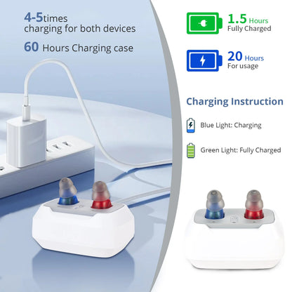 ELCTRTICI Hearing Aids for Seniors, Rechargeable Hearing Aids with ‌Charging Dock‌, Noise Cancellation, Lightweight & Invisible Design (Beige)