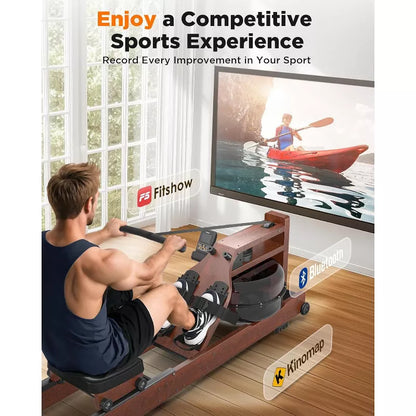 YOSUDA Water Rowing Machines for Home Use- Foldable Rower Machine 400LBS Weight Capacity with Dedicated Monitor & Bluetooth APP, Comfortable Seat