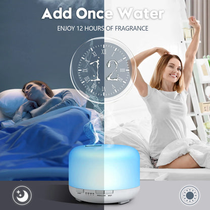Fimilo Oil Diffuser with 6x10mL Essential Oils, 500ml Essential Oil Diffusers, Aromatherapy Diffuser, Diffusers for Essential Oils Large Room, Baby Room, Home(Pure White)