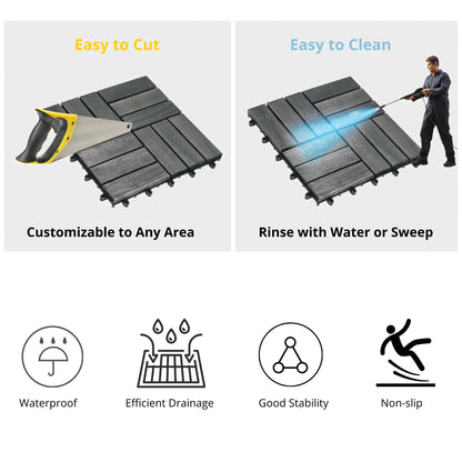 TrumanPick 27 PCS Deck Tiles Outdoor Interlocking Patio Tiles Waterproof for Backyard Porch, 12" x 12", Black Checker