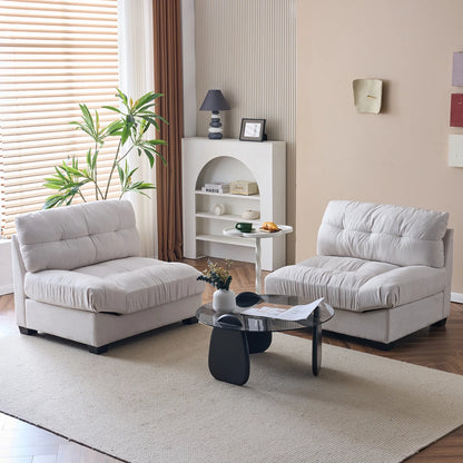 Ktaxon 80" Sectional sofa Cloud Deep Seat Couch Suede Fabric Sleeper Loveseat for Living Room,Apartment and Small Space Beige