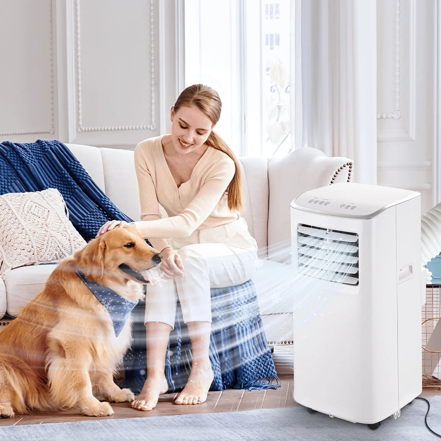 SOTOPLAY 8500 BTU Portable Air Conditioner,portable ac up to 550 Sq,3 IN 1 with Remote Control,Sleep Mode, Windows kit,Brush,White