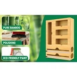 Foil and Plastic Wrap Organizer for Ziplock, 6 in 1 Bamboo Wrap Dispenser Compatible with 12" Parchment Paper Roll Cutter for Gallon, Quart, Sandwich Bags, Roll etc