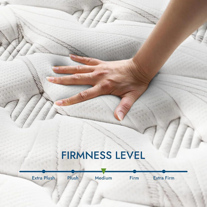 Queen Mattress, PENTINM 12 inch Memory Foam Mattress for Pressure Relief and Motion Isolation, Queen Mattress in a Box Diamond Innerspring Hybrid and Cooling Gel, Medium Firm, CertiPUR-US, Gray