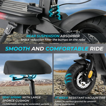 Skeri Electric Scooter with Seat for Adults, Foldable Electric Bike with Removeable Middle Seat, 750W Motor 20MPH 25 Mile Distance