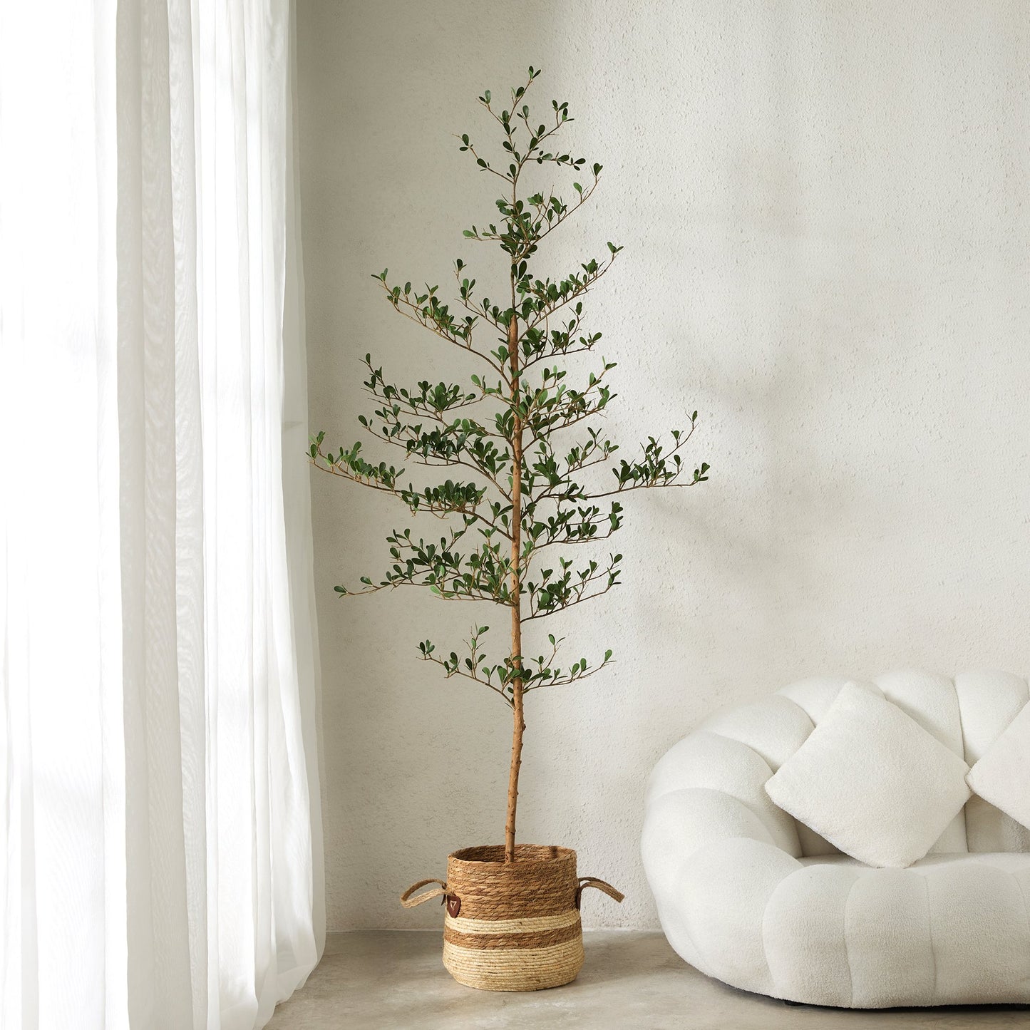 DR.Planzen 6FT Artificial Black Olive Tree with UV-Resistant Silk Leaves, Tall Artificial Plant Natural Wood Trunk for Home Office Indoor Outdoor Decor