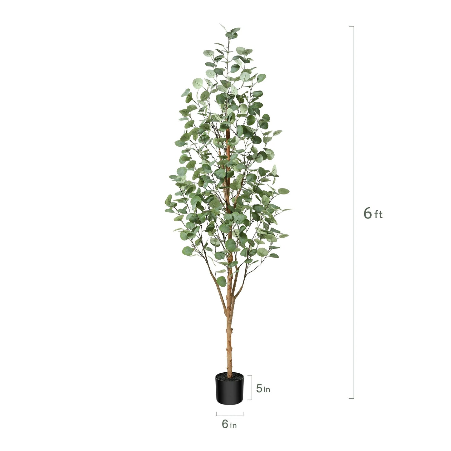 6 ft Artificial Eucalyptus Plants in Pot with Realistic Leaves and Natural Wood Trunk, Faux Tree
