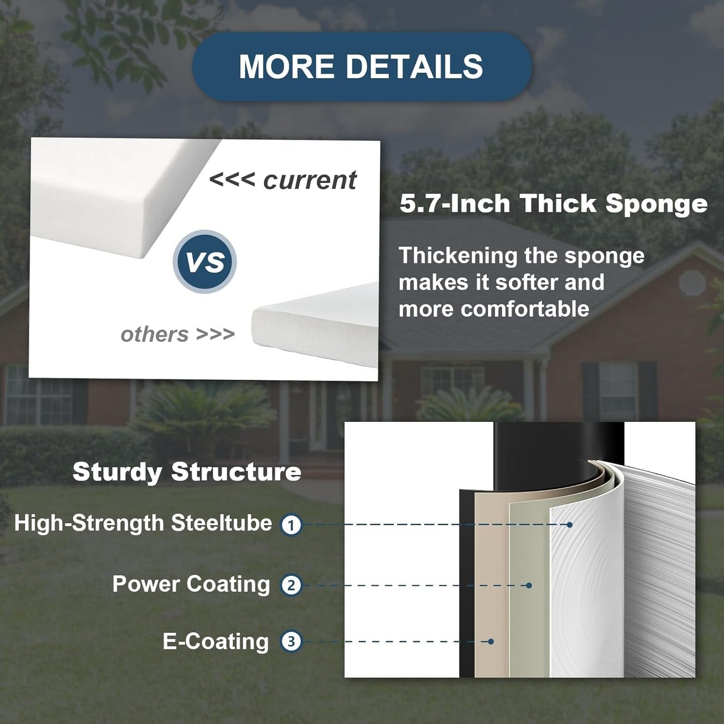 UDPATIO Patio Furniture Set,Metal Patio Furniture Sets,Beige Modern Outdoor Furniture,5 Piece Outdoor Patio Furniture with 5.75" Extra Thick Cushion for Backyard,Garden（Include Waterproof Covers）