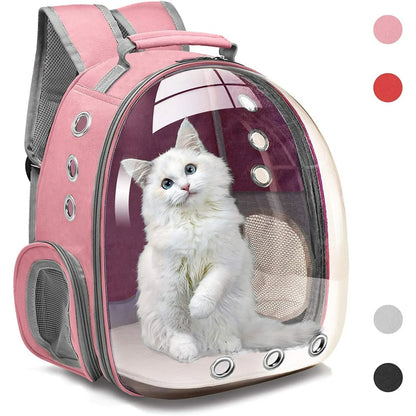 GoXteam Cat Backpack Carrier Bubble Carrying Bag, Small Dog Backpack Carrier for Small Medium Dogs Cats, Space Capsule Pet Carrier Dog Hiking Backpack, Airline Approved Travel Carrier - Pink