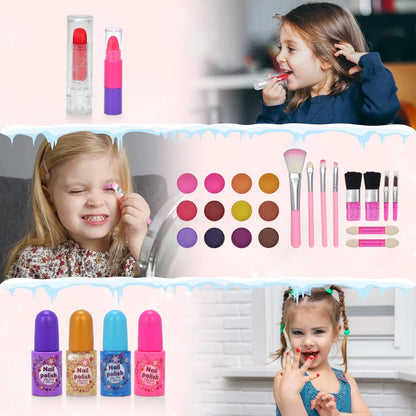 Kids Makeup Kit for Girl, Little Girls Makeup for Kids 4-6, 8-12, Washable, Non-toxic, Portable Children Toddler Play Make Up Set for3 4 5 6 7 8 9 Year Old Girl Birthday Gifts