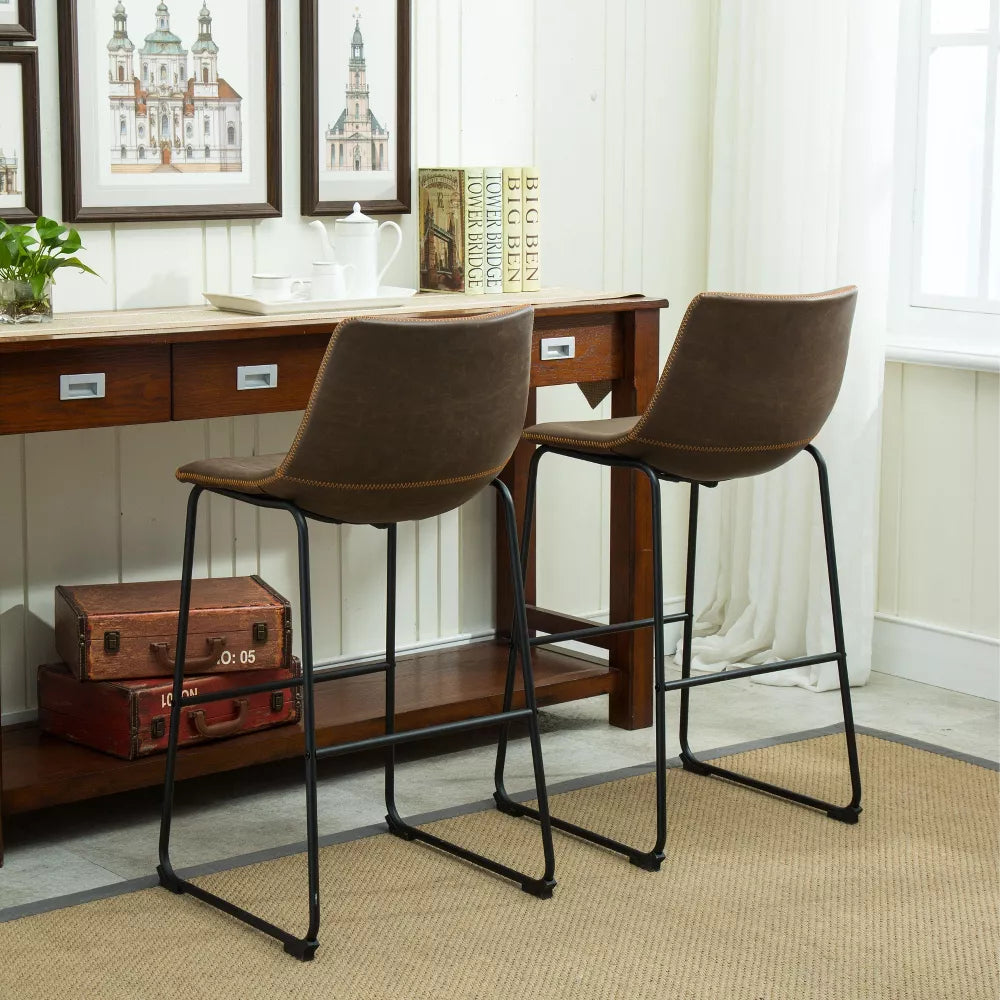 NicBex Dining Chairs Set of 2 PU Leather Barstools Chairs for Dining Table with Metal Legs Suitable for Kitchen, Home Bar