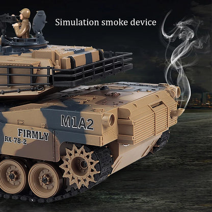 Remote Control Tank, RC Shoot Balls Tanks Toys with Smoke and Rotatable Turret for Kids and Adults, Cool LED Military Army Cars Vehicles Toy
