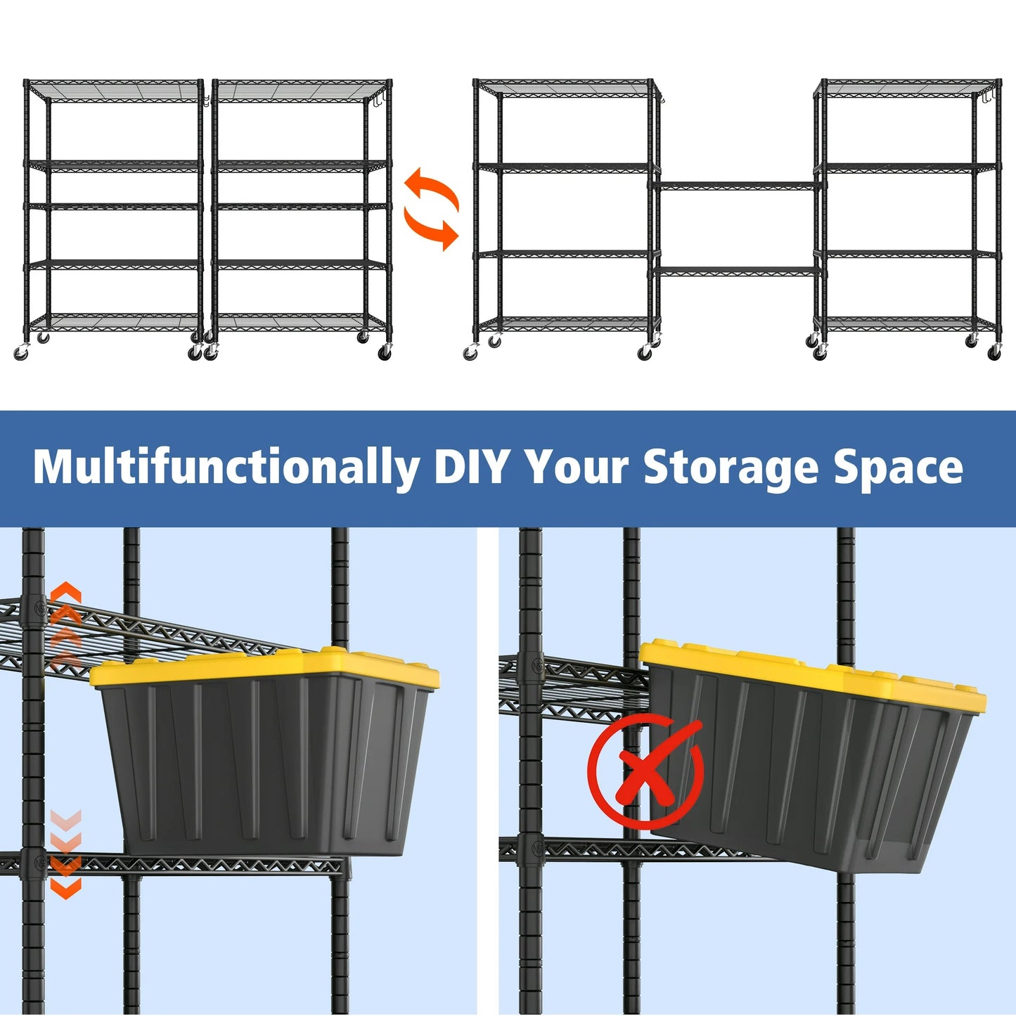 TrumanPick Wire Shelving - 5 Shelf Adjustable Heavy Duty Steel Wire Rack Storage Shelves Organizer for Kitchen, Garage, 36"W x 14"D x 71"H, Black