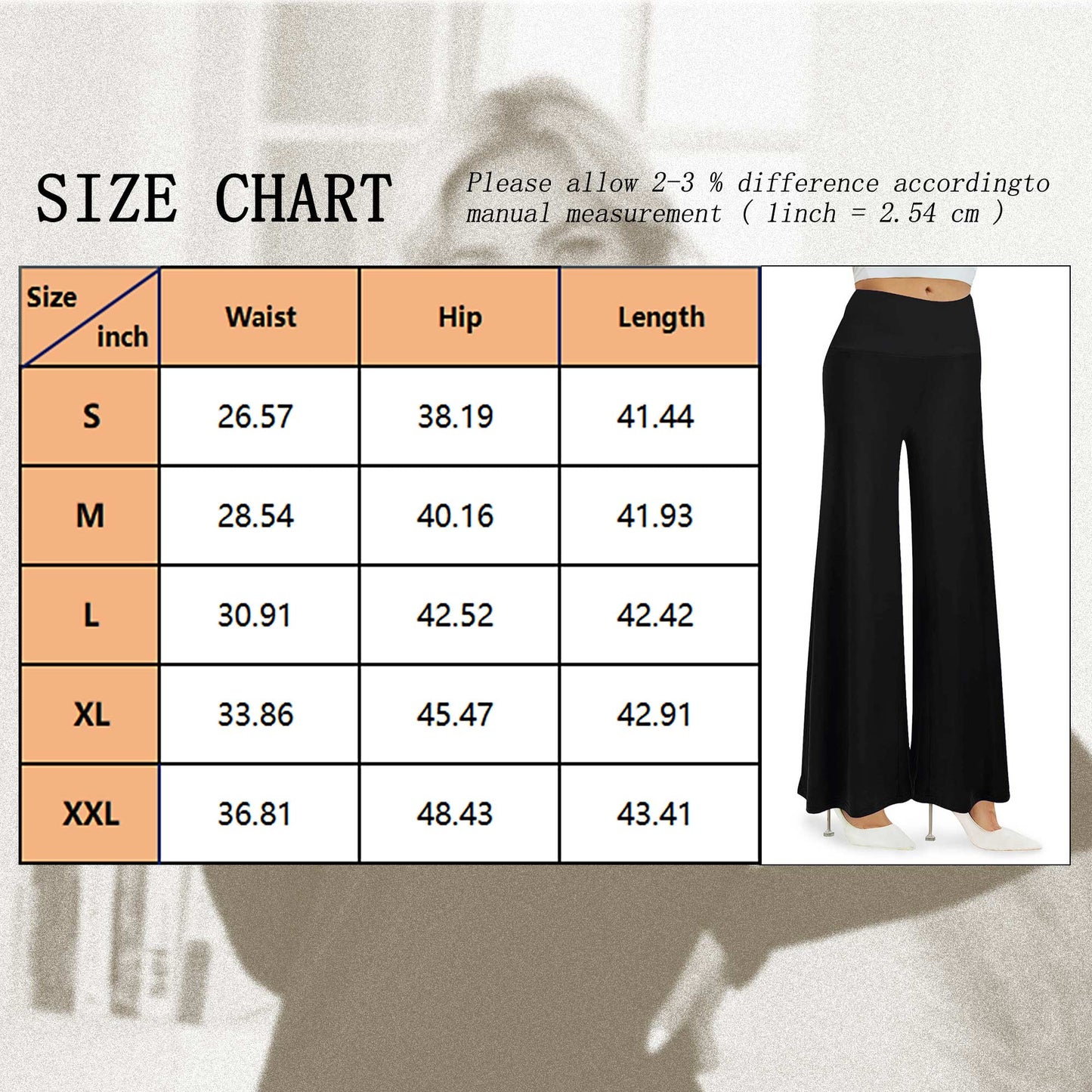 TEMOFON Womens High Waist Pants Casual Stretchy Wide Leg Palazzo Lounge Pants Comfy Loose Fit Dress Pants Black