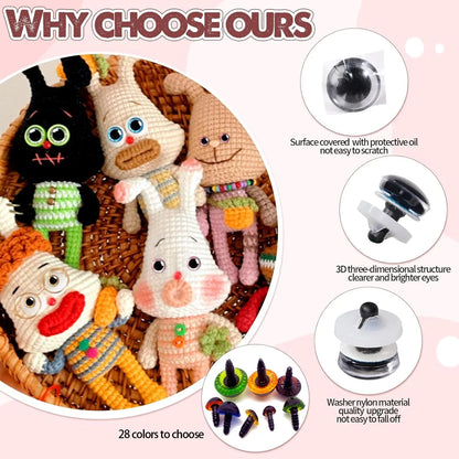 12-25mm Doll Safety Eyes£¬Colorful Plastic Crochet Eyes with Washers for Doll, Puppet Crafting, Plush Animal Teddy Bear Craft Making (Multicolor)