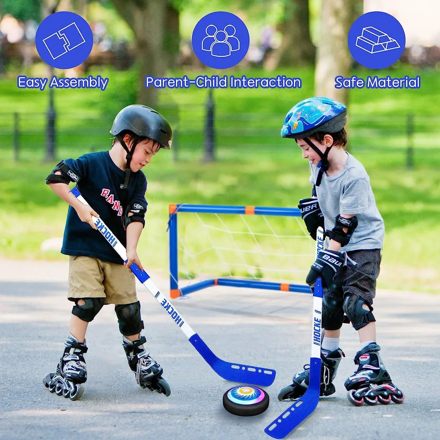 BEEPRINCESS Hover Soccer Ball, 4-in-1 Hover Hockey Ball Kids Toys Set, Indoor and Outdoor Sports Games Toys for Kids Ages 3 4 5 6 7 8-12 - Rechargeable LED Soccer Games Toys for 3-12 Year Old Boys
