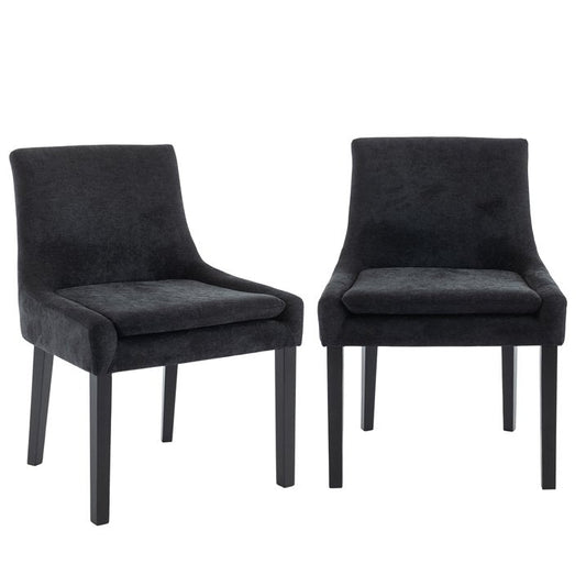 COLAMY Mid-Back Dining Chairs Set of 2 ,Upholstered Corduroy Accent Side Leisure Chairs - Black