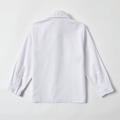 Wehilion School Uniform Boys Button Down Long Sleeve Solid Dress Shirt White 5