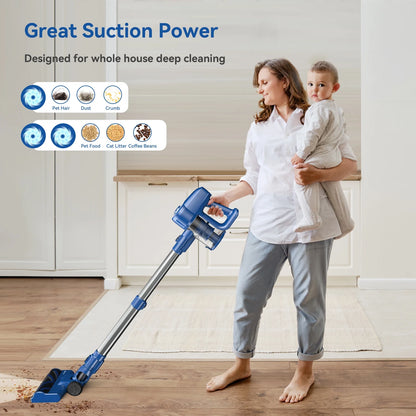 UMLo Cordless Vacuum Cleaner, 6-in-1 Lightweight Stick Vacuum for Hard Floor Carpet Pet Hair N3S Light Blue