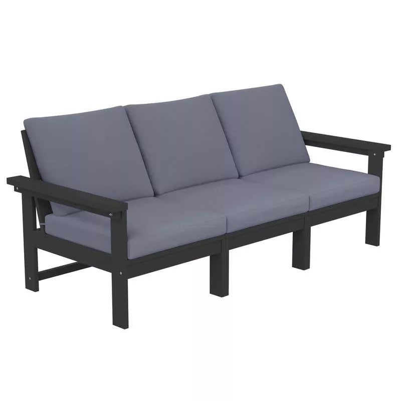 Hyleory 3 Seat Patio Accent Chair With Cushion,HDPE Patio Sofa With Loose Cushion