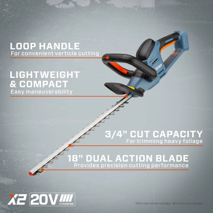 SENIX 20 Volt Max 3 Tool Cordless Combo Kit, 10 Inch String Trimmer, Variable Leaf Blower & 18-Inch Hedge Trimmer (2 Ah Battery, 4 Ah Battery and 2A Charger Included) S2K3B2 01