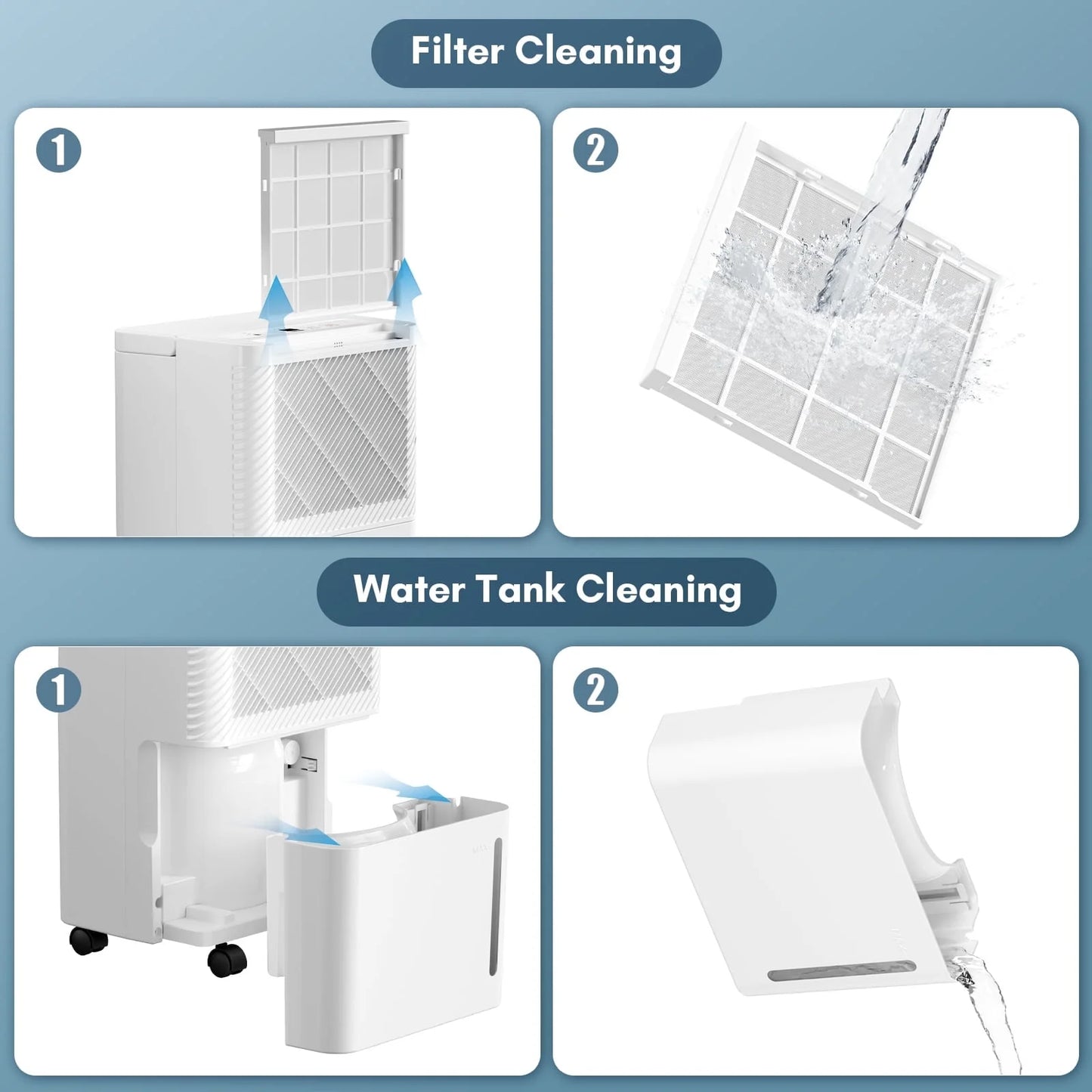 KISSAIR 22 Pints Portable Dehumidifiers, 1,500 Sq. ft Coverage Area, Auto Shut off, 24H Timer, 2.1L Water Tank, Drain Hose,Ideal for Room, Bathroom, Basement